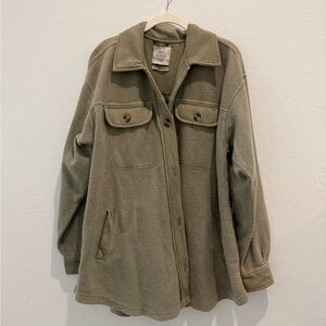 Olive Green Women's Button Up Jacket / Shacket Free People Dupe